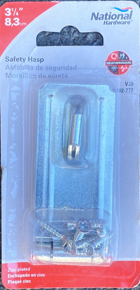 National Hardware 3-1/4″ Steel Safety Rigid Staple Hasp Zinc Plated N102-277V30