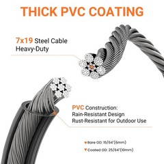 J-Tech Dynamics Security Cable Loops 10Mm Heavy Duty Lock Cable 4Ft 7Ft 10Ft