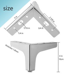 Smaxcn 4 Inch Shiny Chrome Metal Furniture Legs Set Of 4 Triangle Metal