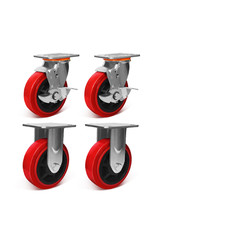 Zdney 6X2 Polyurethane Wheels- Heavy Duty Casters Set Of 4 Industrial Grade