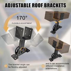 4X4 Heavy Duty Roof Riser Brackets Kit 3 Pcs，Adjustable Angle Pergola Brackets B