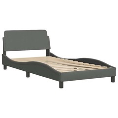 Bed Frame “Dover” Platform Dark Gray 39.4″x74.8″ Twin Fabric vidaXL