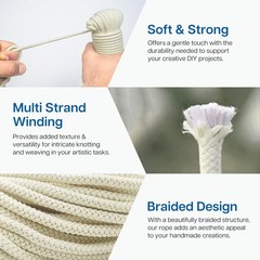 Heavy Duty Cotton Rope Washing Line Natural Braided Twisted Sash Cord Twine Rope
