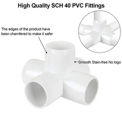 White 10 Pcs PVC Pipe Fitting 20mm 5 Way Right Angle 3 Dimensional Elbow