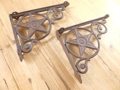 4 Cast Iron Star Brackets Garden Braces Shelf Bracket RUSTIC Corbels Mantle