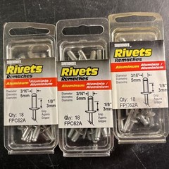 3 Packs Surebonder Aluminum Rivets 3/16” Dia/1/8” Grip #FPC62A- 18 Per Pack