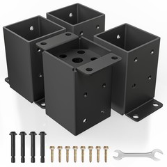 QZER 4×4 Post Base, Inner Size 3.5″”x3.5″” Deck Post Brackets, Heavy Duty Met…