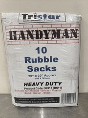 10 ~ Heavy Duty Rubble Sacks Industrial Bin Bags Black 20×30 Brick Plaster Sand