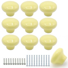 Joyangy 10Pack Ceramic Cabinet Knobs, 1.26Inch/32mm 10 Pack, Light Yellow