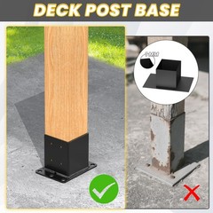 4×4 Post Base 2 Pcs, 12 Gauge 4×4 Post Bracket (Inner Size:3.6″x3.6″), Black …