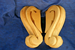 Pair of Fancy Wooden Corbels, Shelf Brackets, 9 X 5 X 3 inches, Layered