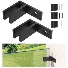Gyykzz 2 Pack Matte Black Wall to Glass Clamp 90 Degrees 2 Pack,