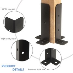 8Pcs Adjustable Post Anchor Brackets Kit Heavy Duty Wood Fence Base Bracket F…