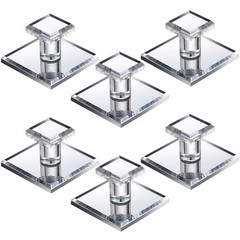 Tatuo 6 Pcs Stick on Knobs Adhesive Cabinet Handles 1.75”x 1.75”, Clear
