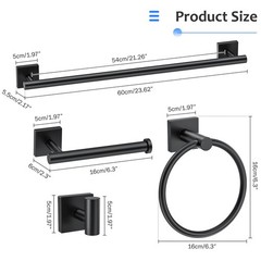 Woekme 5 Pieces Bathroom Hardware Accessories Set Matte Black Towel Bar Set