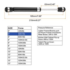 For Car, 8 Inch 50N/10lb Gas Holder, Black, Set of 4