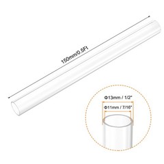 Rigid Round Clear Tubing 11mm ID x 13mm OD x 150mm Length Plastic Tube