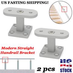 2X Aluminum Modern Straight Hand Rail Handrail Bracket Mount Wood Newel Post US