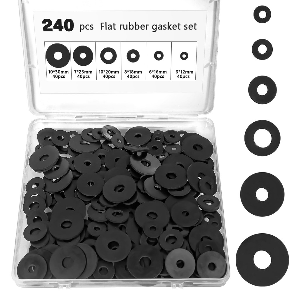 Zefphxs 240 Pcs Rubber Washers Assortment Kit, 30 millimeters