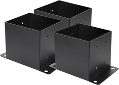 6X 6 Post Base 3 PCS,Inner Size 5.6″x5.6″Deck Post Base,Heavy Duty Metal Black