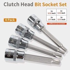 4 Pack Clutch Head Bit Socket Set 3/8″ Square Drive for Chevy Cars Trucks Older