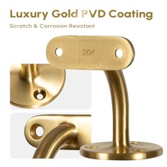 Heavy Duty Gold Handrail Brackets for Indoor Stairs, 304 Stainless Steel Stair R