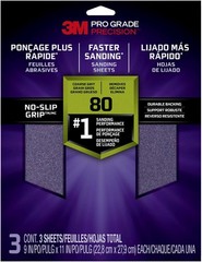 3M 9″ x 11″ Coarse (80 Grit) Pro Grade Precision Faster Sanding Sheets (3pk)
