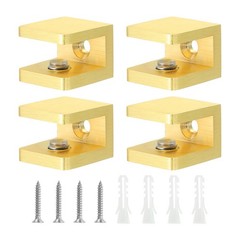 Glass Shelf Clamp, 4Pcs Glass Clip Holder Support for 8-10 mm Thick, Gold