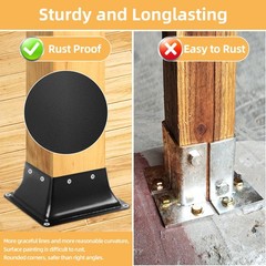 4×4 Post Base 10 Pcs, Inner Size 3.7″x3.7″, 2.46×6.0x6.0in – for Deck Railing