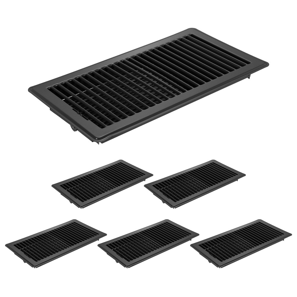 6 Piece 6×12 Inch Floor Ventilation Grilles, Black for Walking