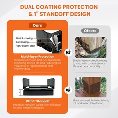 10PCS 4×4 Post Base for Concrete Heavy Duty Black E-Coated 4×4 Post Bracket A…