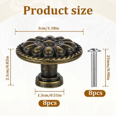 JJUNW 8 Pack Antique Brass Drawer Knobs, Vintage Dresser Drawers Bronze