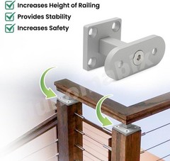 US 2X For Top of Wood Newel Post 1.7″ 1.5″ Modern Straight Handrail Bracket Kit