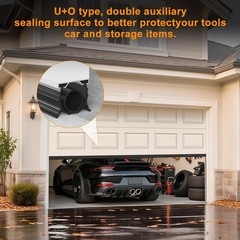 Garage Door Seals Bottom Rubber, with Aluminum Track Retainer 16 Ft, Black