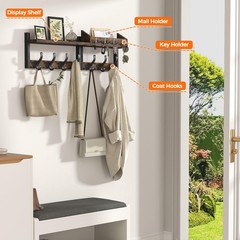 Evermagin 29 Coat Rack Wall Mount Shelf 4 In 1 Coat And Key Hanger 11 Metal