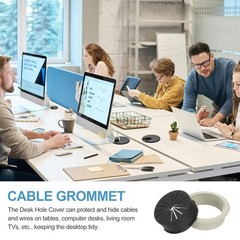 4 Pcs 2″ Desk Grommet Plastic Flexible Desk Hole Cover Cable Grommet Gray