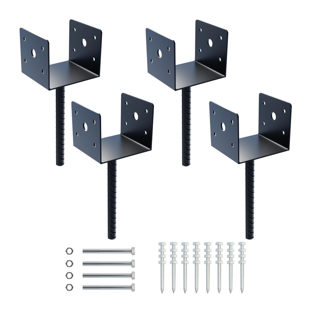 ACHETERRY 4 Pack U Shape Fence Post Holder Ground Spike Post, 4×4 Pergola Bra…