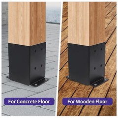 4×4 Post Base 4 Pcs,（Inner Size3.5″x3.5″） Wood Fence Pergola Post Bracket, Bl…