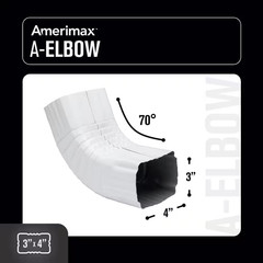 3 In. X 4 In. White Aluminum Downspout A-Elbow