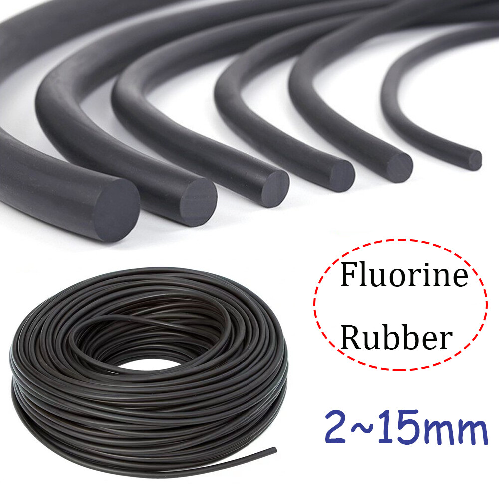 1/5 Meter Fluorine Rubber Solid Round Sealing Strip 2mm~15mm Black Oil Resistant