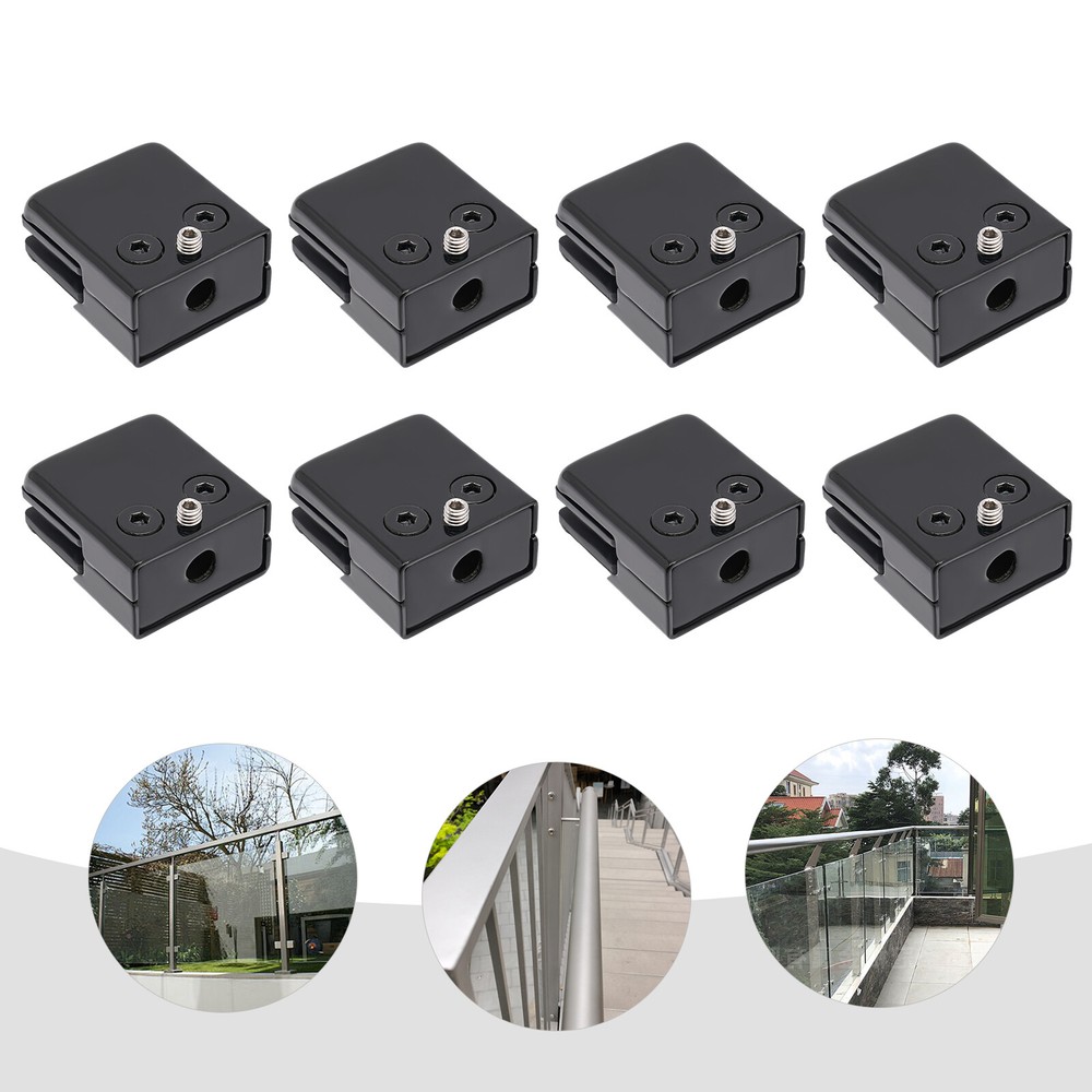 304 Stainless Steel Glass Clamps 8 Pack Black Glass Clamp Clip For 8-10mm Glass