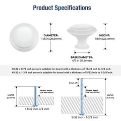 JOY DECOR 18 Pack 1.18 inches in diameter and 7/8 height, White