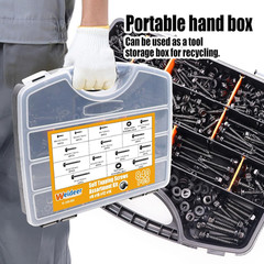 840Pcs #14#12#10#8 Self Tapping Screws for Metal,410 Stainless Steel Screws Asso