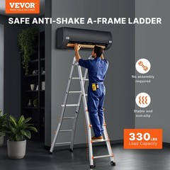 Telescoping Ladder A Frame, 17 FT Compact Aluminum Extension Ladder, Multi-Funct