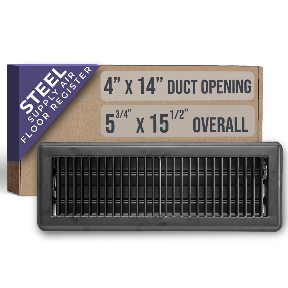 Fits 4×14 and 14×4 Duct Opening | Floor Register with Louvered Design by Hand…