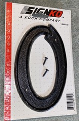 Vtg NOS SignKo 6” Plastic House Number Black #0 – 0806-10