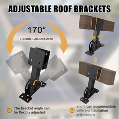 2X4 Heavy Duty Roof Riser Brackets Kit 3 Pcs, Adjustable Angle Pergola Support B