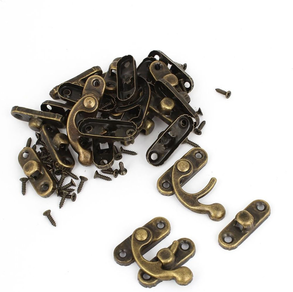 A14082700Ux0095 Right Latch Hook Antique Wood Box Hasp Catch Decor, Bronze Tone,