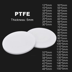 Solid Round PTFE Pads Discs Disc Sheet | Diameter: 12mm-100mm | Thickness 5mm