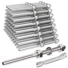 BLIKA 50 Pack Cable Railing Swage Threaded Stud Tension End 1/8, silver